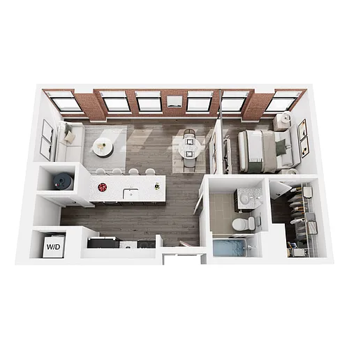 Floor plan The Hemming - 1 Bedroom, 1 Bath
