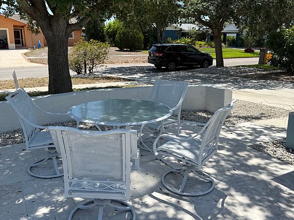 Patio area in front of house