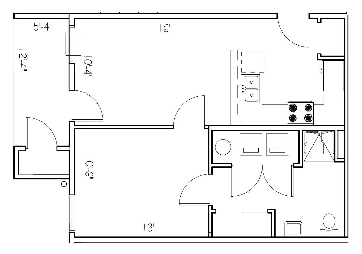 Floor plan 1 Bedroom 1 Bathroom