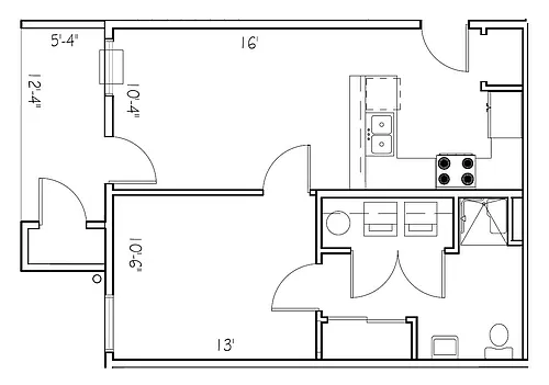 Floor plan 1 Bedroom 1 Bathroom