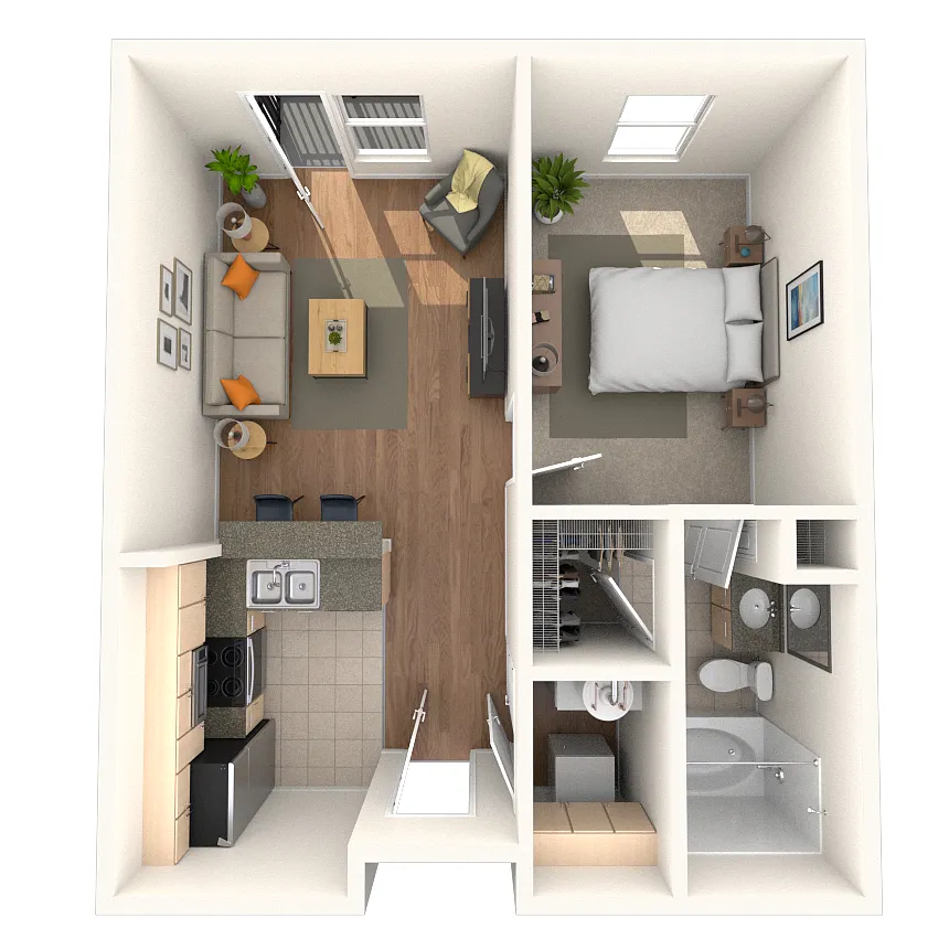 Floor plan Traditional 1x1 654-819 SF