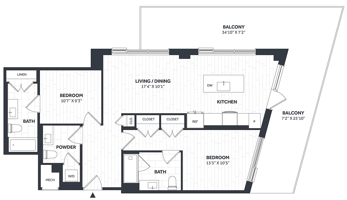 Floor plan 2 Bed/2.5 Bath PH - Stratos - CC14