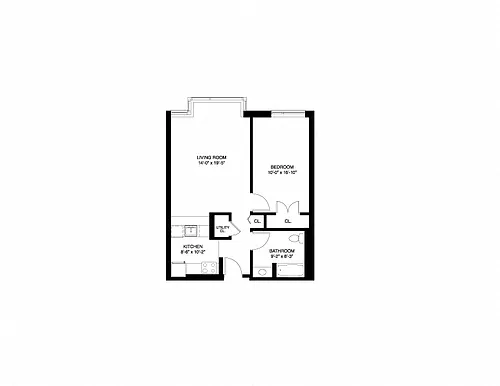 Floor plan Market Rate Apartments - 1 Bedroom