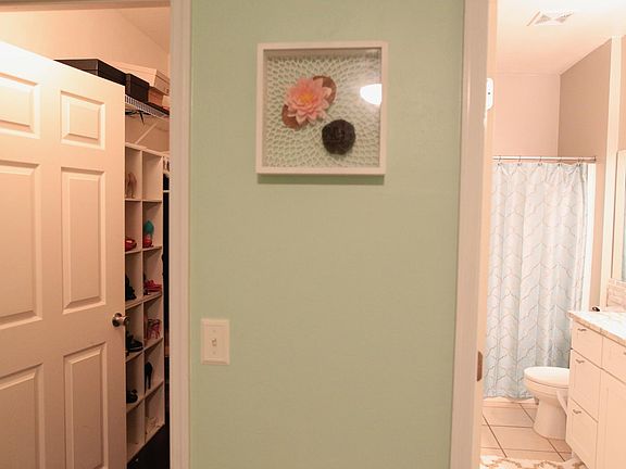 Walk in closet and master bath