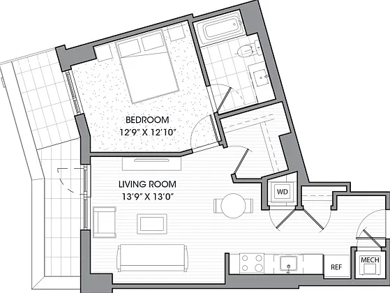 One Bedroom One Bath (661 SF) One Bedroom One Bath (661 SF)
