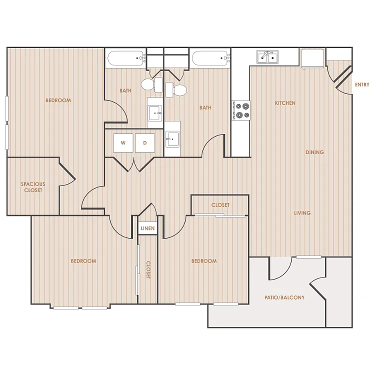 Floor plan 3 Bedroom 2 Bathroom