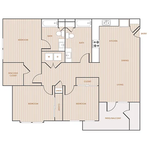 Floor plan 3 Bedroom 2 Bathroom 32A
