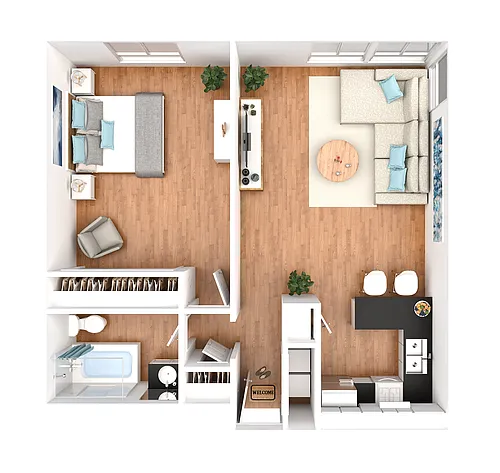 Floor plan Fairfax 1 Bedroom
