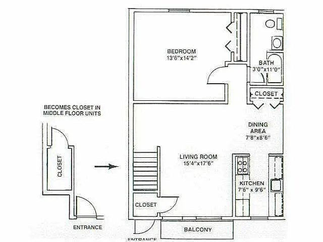 Floor plan One Bedroom Upgrade