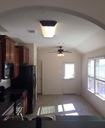 Upgraded Kitchen light with matching ceiling fan in breakfast area
