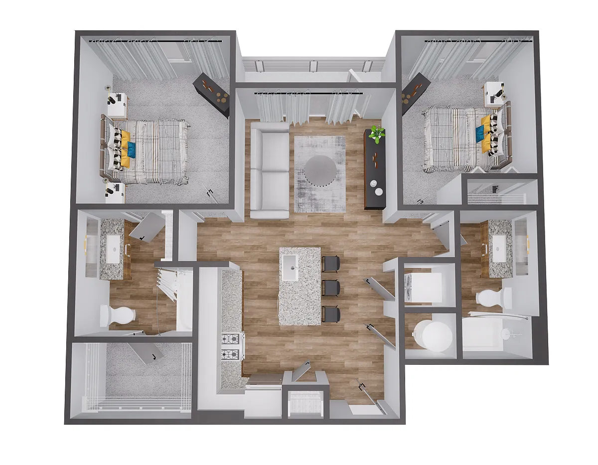 Floor plan 2x2 - 923sqft - B6 - Fauv