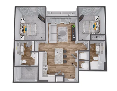 Floor plan 2x2 - 923sqft - B6 - Fauv