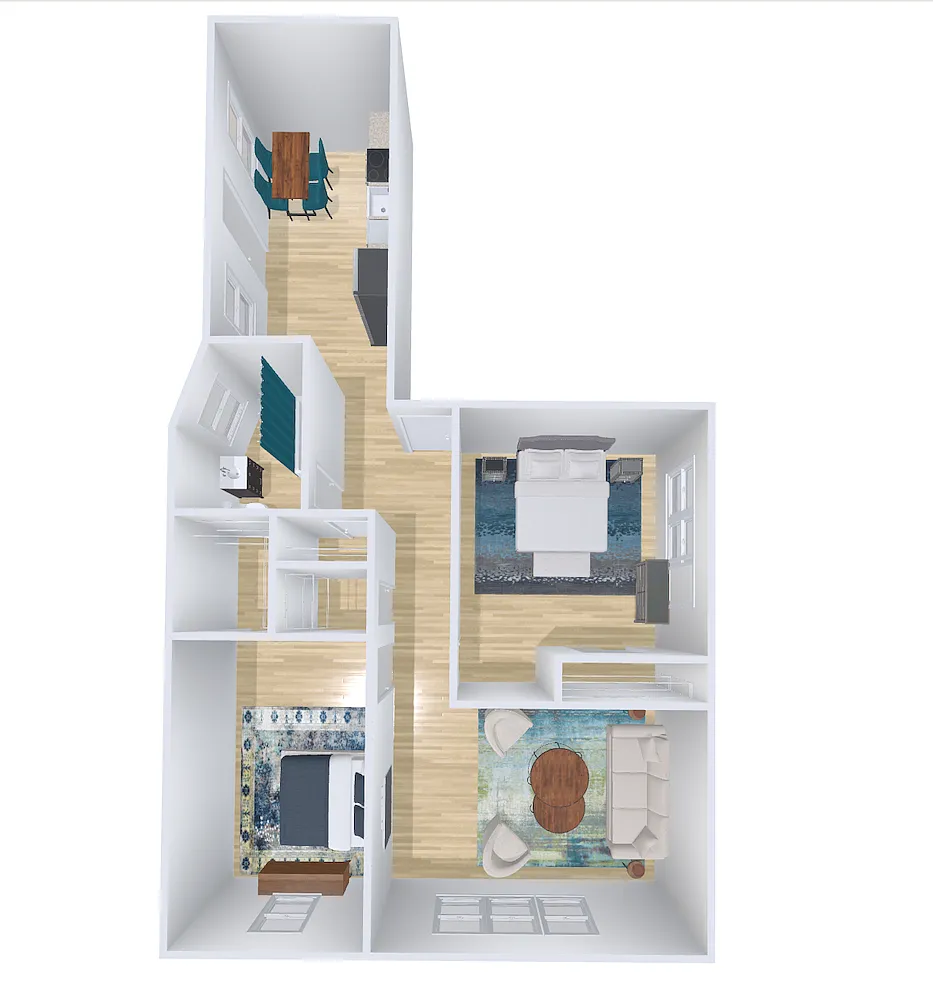 Floor plan 2bd/1b S
