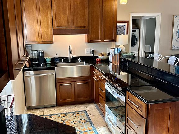 Dishwasher, induction cooking, stainless steel farm sink with disposal