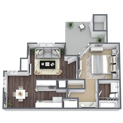Floor plan A1: 1 Bed 1 Bath