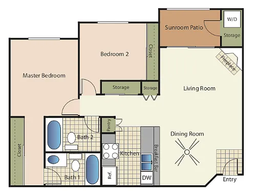 Floor plan 2 Bedroom 2 Bathroom 22A