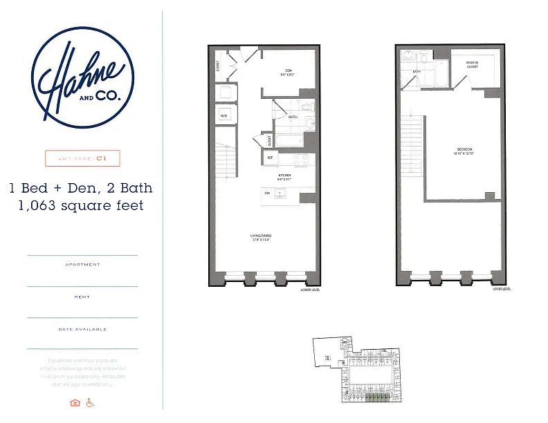 Floor plan 1 Bedroom / 2 Bathroom
