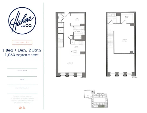 Floor plan 1 Bedroom / 2 Bathroom