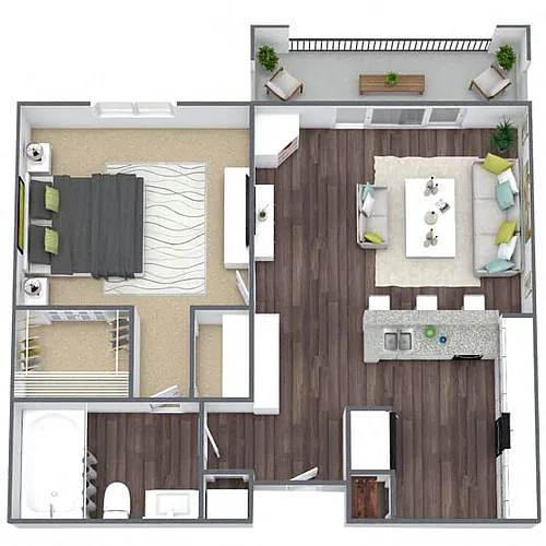 Floor plan A1: 1 Bed 1 Bath