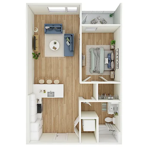 Floor plan 1 Bed 1 Bath - MFTE - a72.1