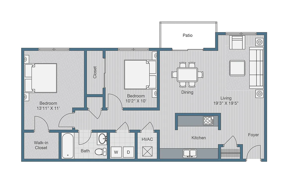 Floor plan 2x1 854 Sq ft