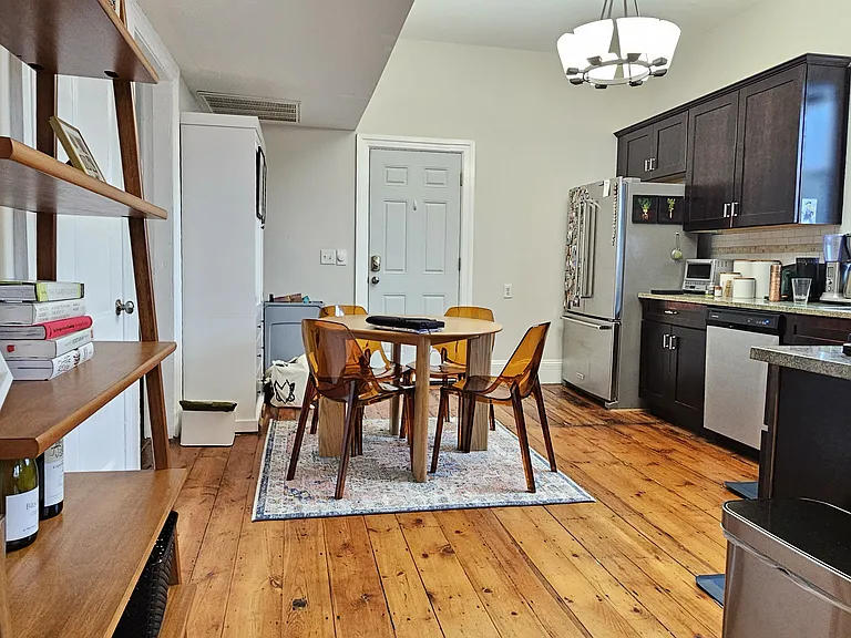 Roomy eat-in kitchen with stainless appliances