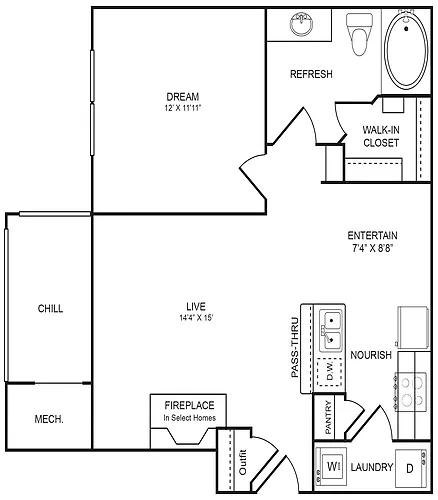 Floor plan 1 Bedroom, 1 Bathroom 692 SF 11