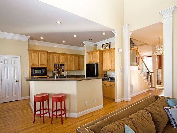 Centrally located kitchen keeps the cook involved no matter what's going on.