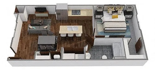 Floor plan Flat Style 1 Bedroom 1 Bathroom