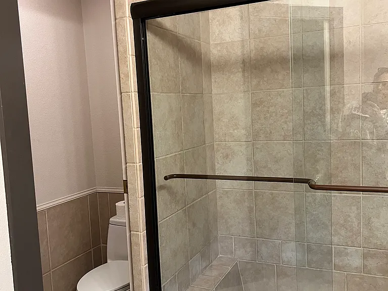 Shower and water closet in main bath