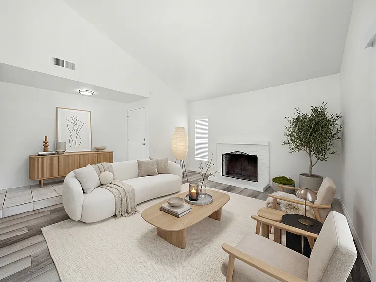 Spacious Living Room Vaulted Ceiling-Virtually Staged