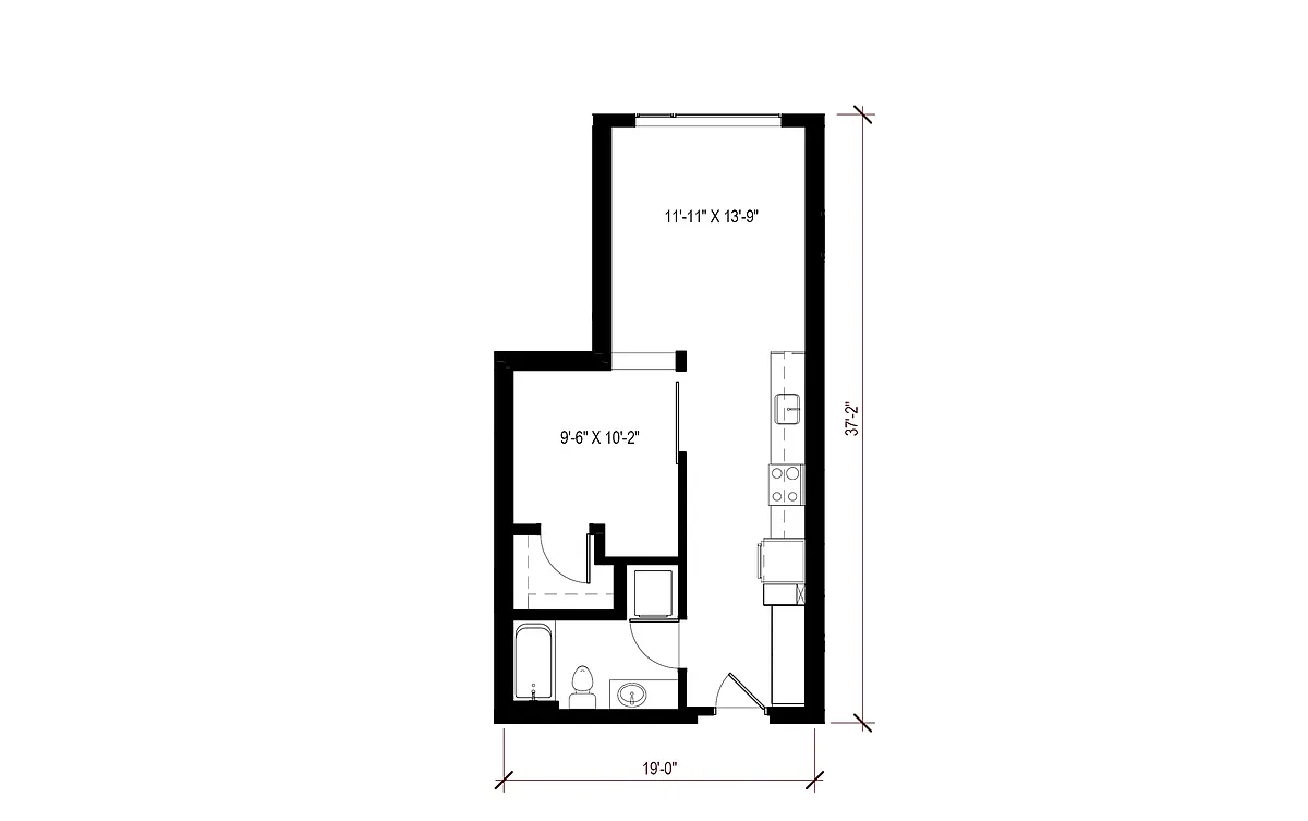 Floor plan Urban 1 Bedroom - U10