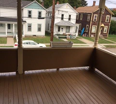 Deck overlooking street.