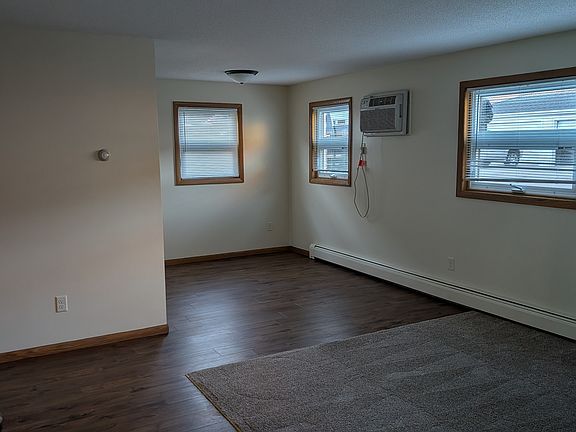 View from entry; living room & dining area