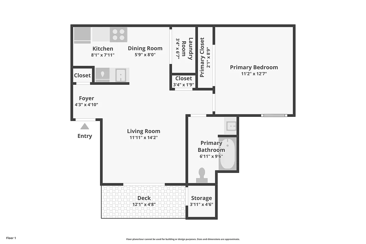 Floor plan 1 Bedroom 1 Bathroom