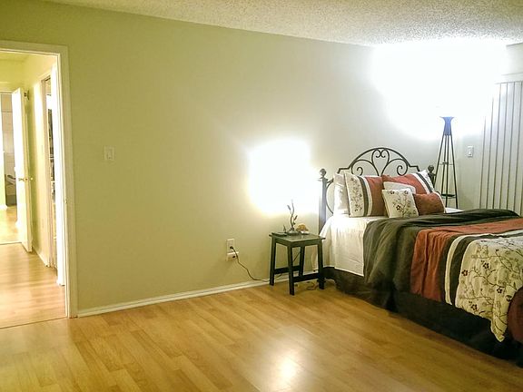 Master bedroom with walk-in closet, patio door and ample space to have a king bed + dresser + work table.