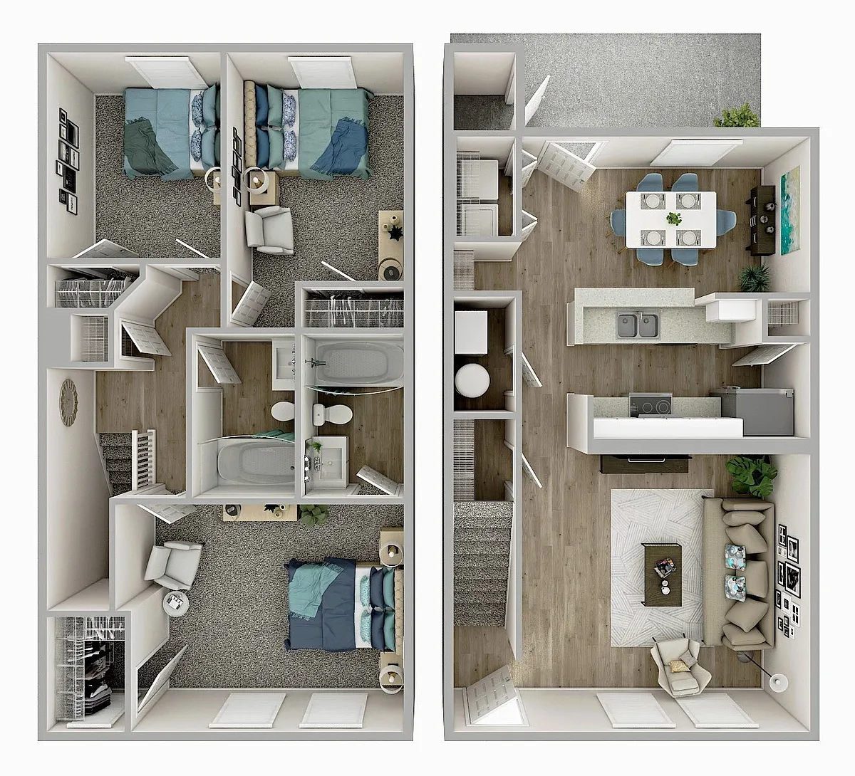 Floor plan Three Bedroom Two Baths-Platinum