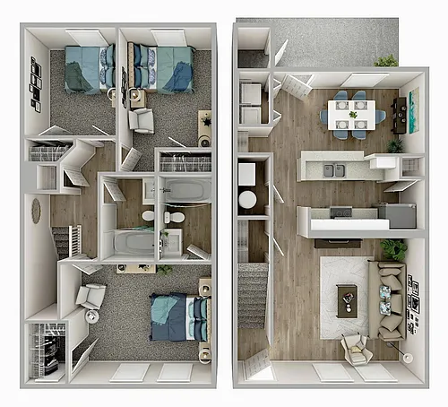Floor plan Three Bedroom Two Baths-Platinum