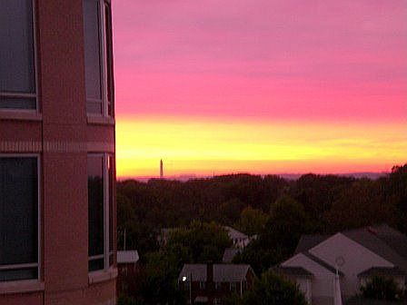 Sunrise balcony view- notice the Washington Monument