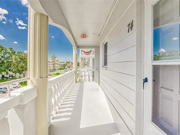 Exterior view looking west towards the stairwell (short distance)