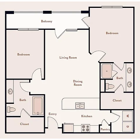 Floor plan The Savill, 2 Bedroom 2 Bath