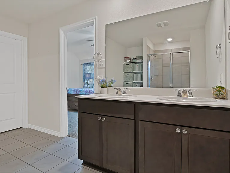 Master bath featuring double vanity