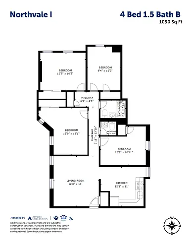 Floor plan 4 Bed 1.5 Bath B