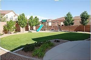 Fully landscaped upgraded lot with Cedarworks playset