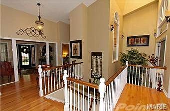 Freshly painted with decorator color. View of staircase to lower