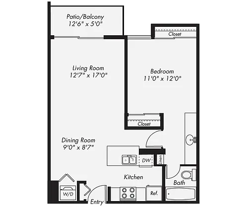 Floor plan Furnished-F-A1-664sf