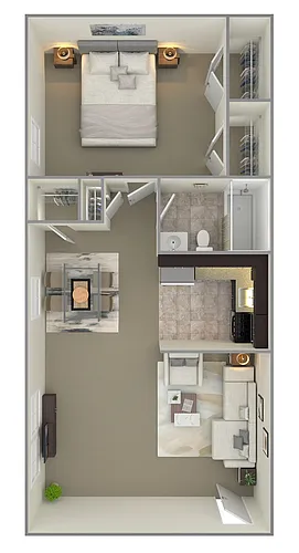 Floor plan 1 Bedroom Patio