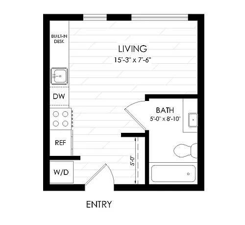 Floor plan Studio, 1 Bathroom S2