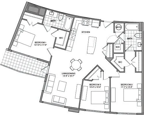 Floor plan 3 Bdrm B