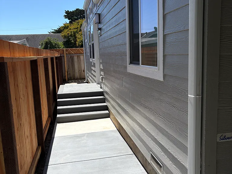 Oblique view of the front porch